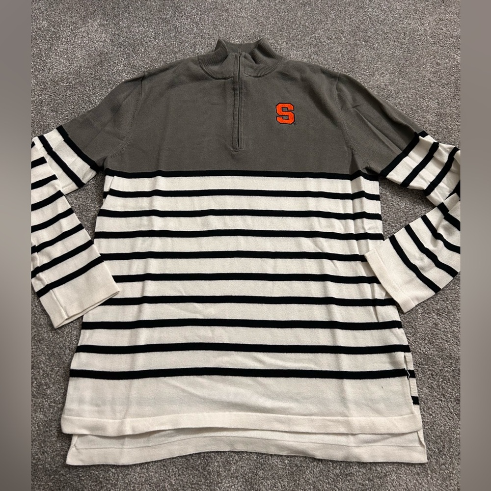 Striped Gray and White Women's Sweater